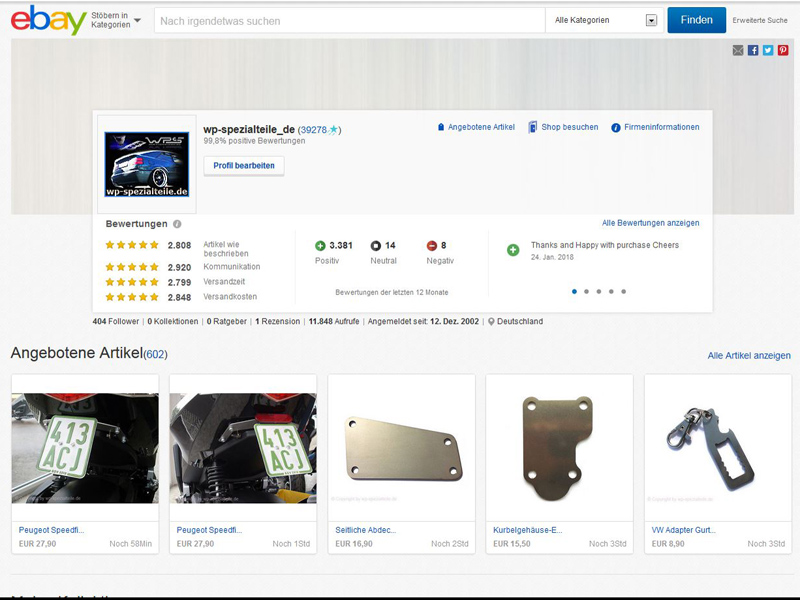 WP Spezialteile ebay