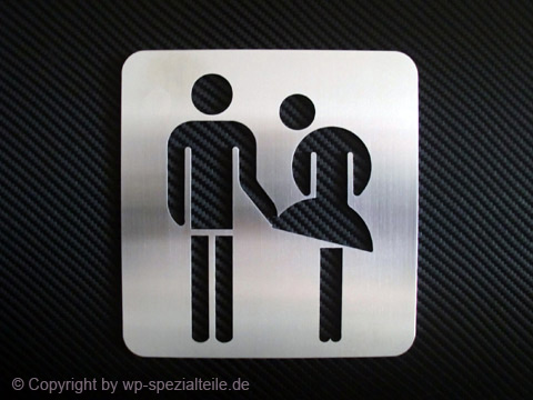Pictogram,sign made of stainless steel, 14x15cm ladies and mens 
